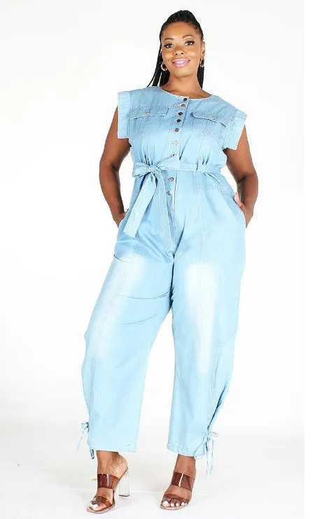 Denim Sleeveless Jumpsuit