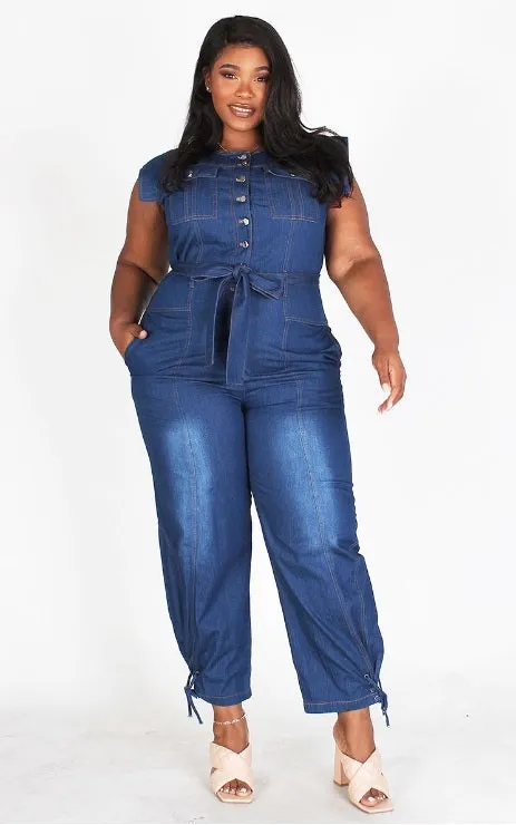 Denim Sleeveless Jumpsuit