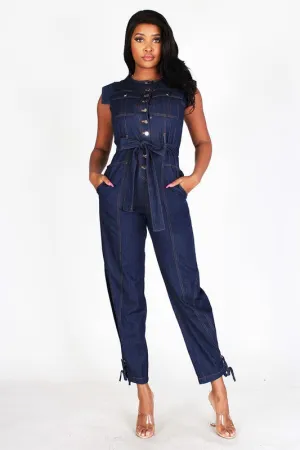 Denim Sleeveless Jumpsuit