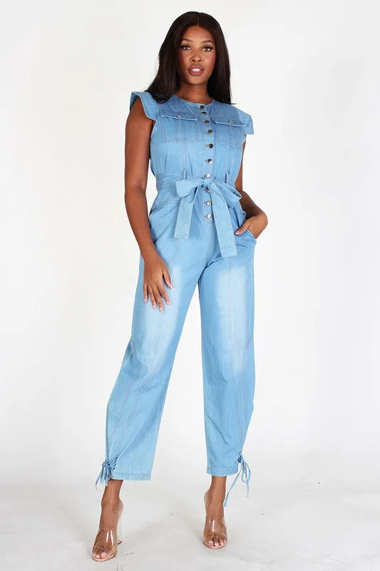 Denim Sleeveless Jumpsuit