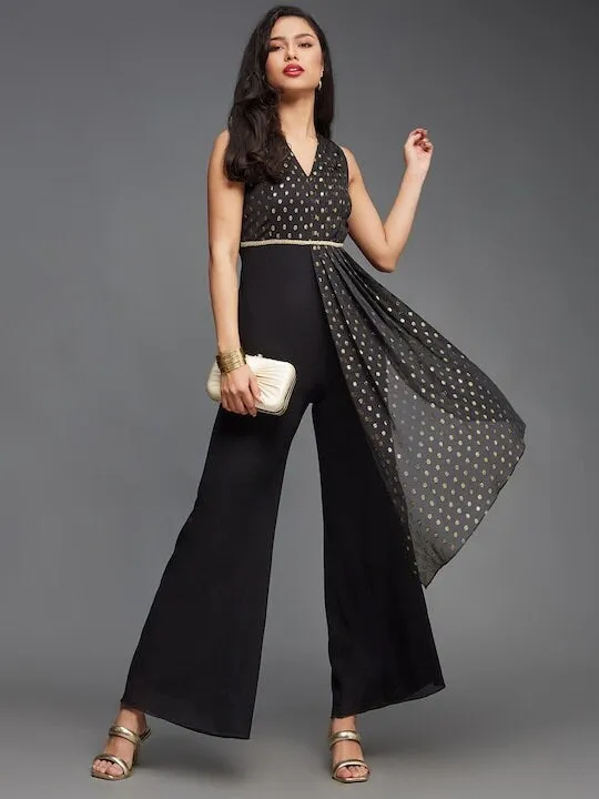 Designer Floral Printed V-Neck Jumpsuit For Women