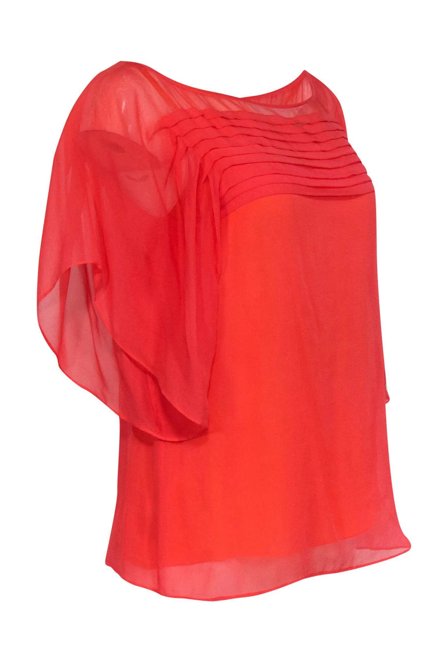 Diane von Furstenberg - Coral Silk Draped Blouse Sz 8