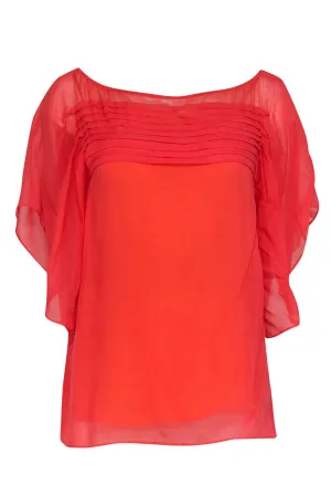 Diane von Furstenberg - Coral Silk Draped Blouse Sz 8
