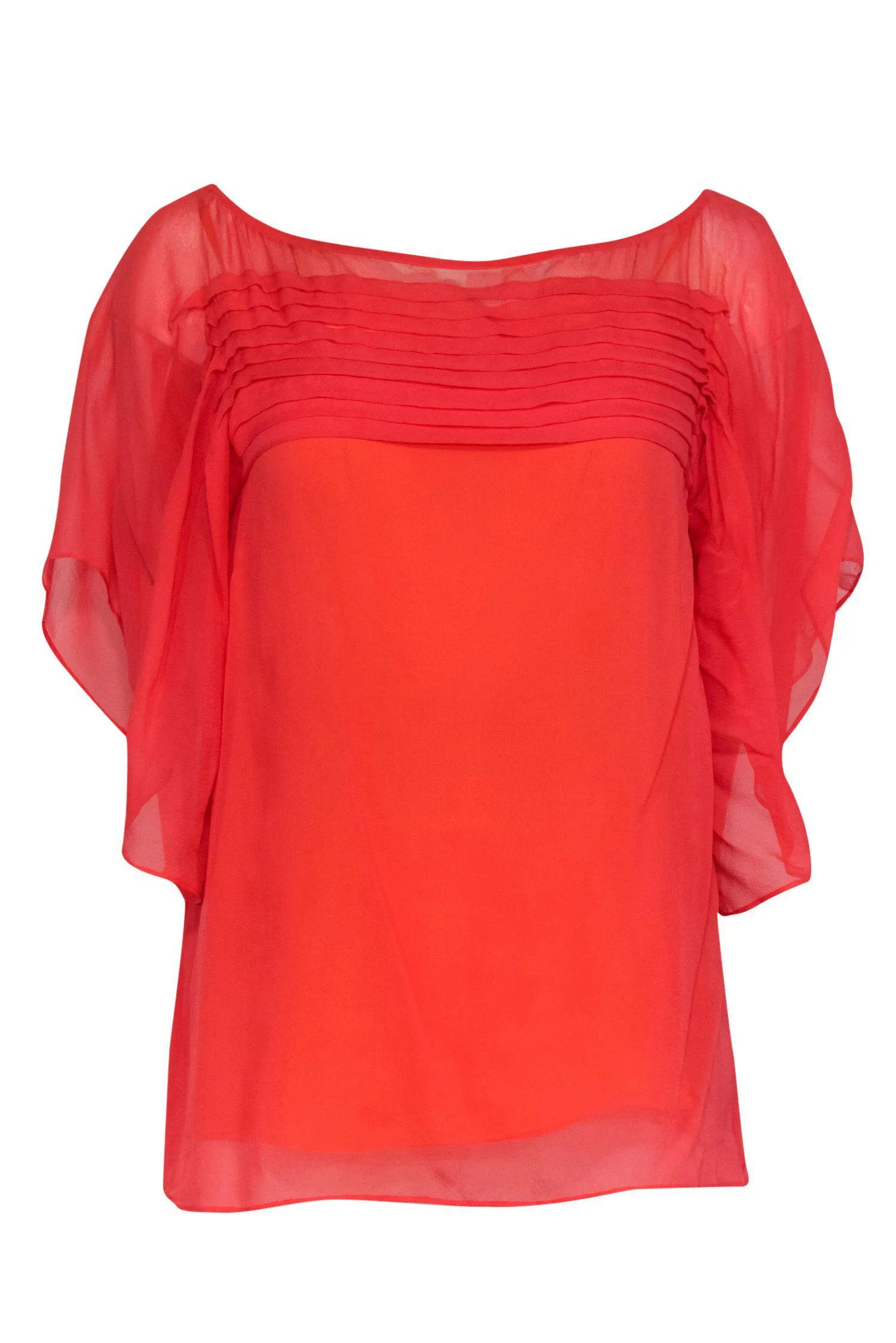 Diane von Furstenberg - Coral Silk Draped Blouse Sz 8