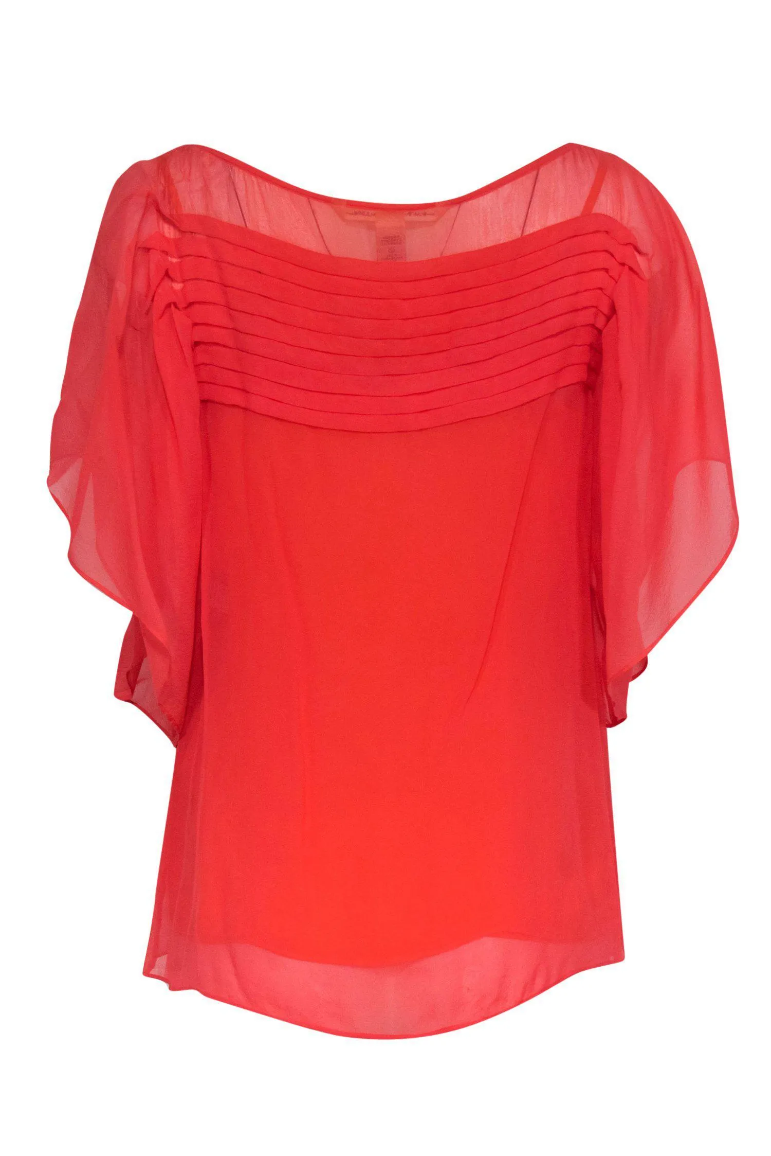 Diane von Furstenberg - Coral Silk Draped Blouse Sz 8