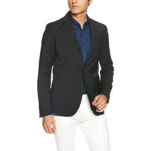 DIESEL J LUSH Mens Blazer Jacket Denim Trim Wool Double Button Casual Black Coat