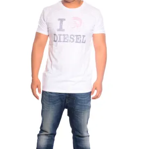 DIESEL T ILOVE R 00AIE Mens T-Shirt Crew Neck Short Sleeve Casual Cotton Tee