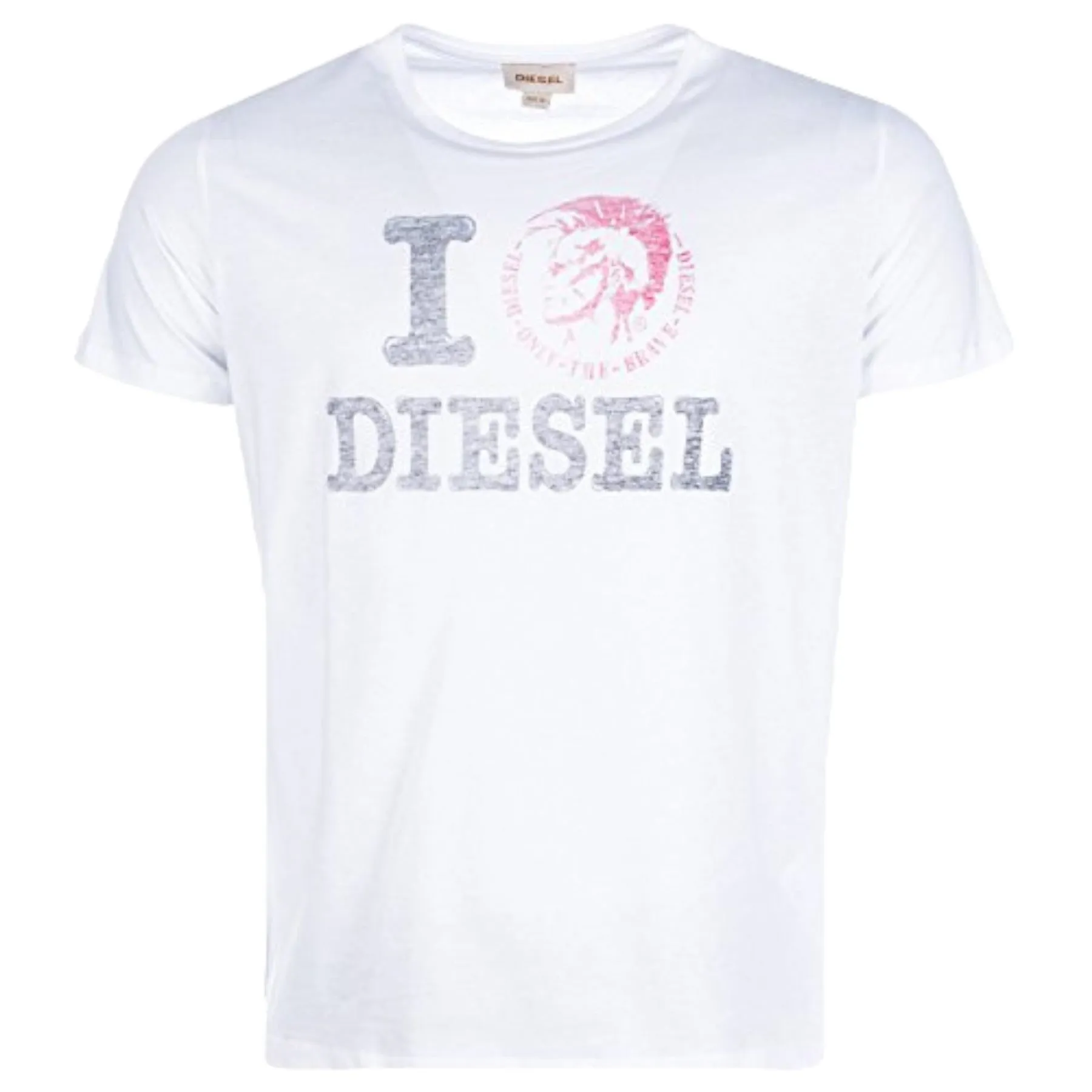 DIESEL T ILOVE R 00AIE Mens T-Shirt Crew Neck Short Sleeve Casual Cotton Tee