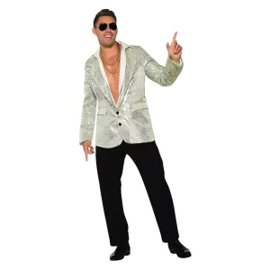 Disco Silver Sequin Blazer Adult Costume