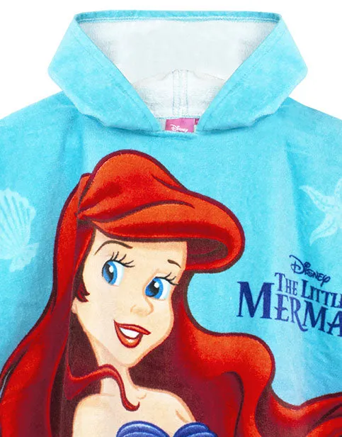 Disney The Little Mermaid Girl's Hooded Towel Poncho Blue