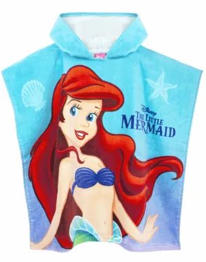 Disney The Little Mermaid Girl's Hooded Towel Poncho Blue