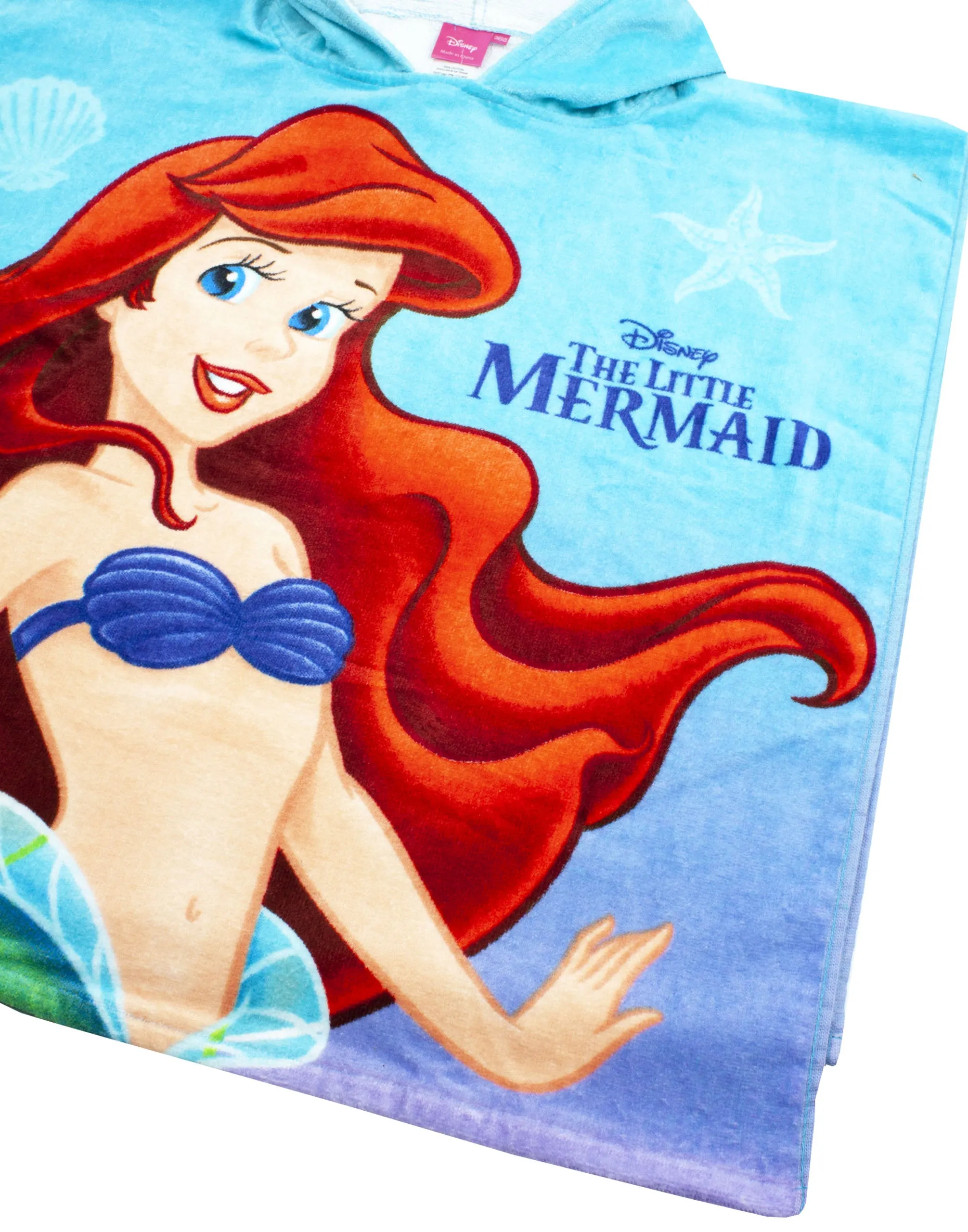 Disney The Little Mermaid Girl's Hooded Towel Poncho Blue