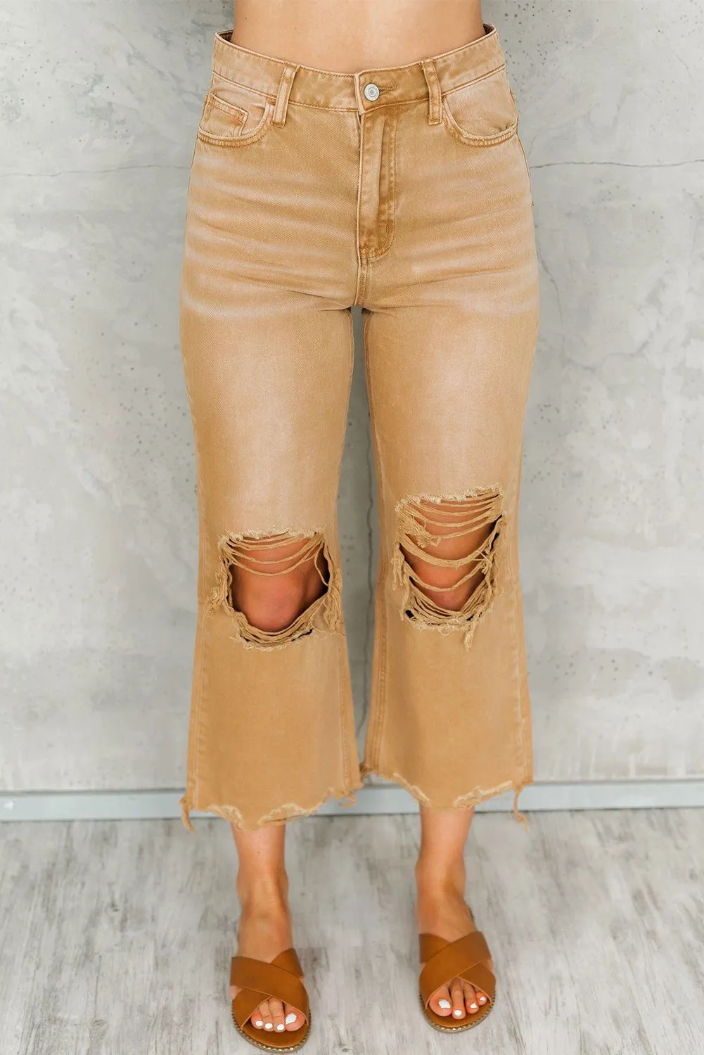 Distressed Hollow Out High Waist Flare Jeans - Edgy Fashion