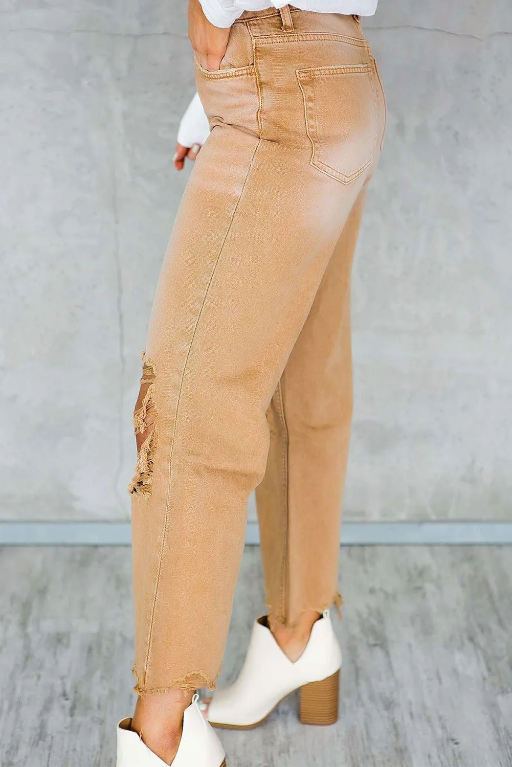 Distressed Hollow Out High Waist Flare Jeans - Edgy Fashion