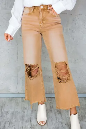 Distressed Hollow Out High Waist Flare Jeans - Edgy Fashion