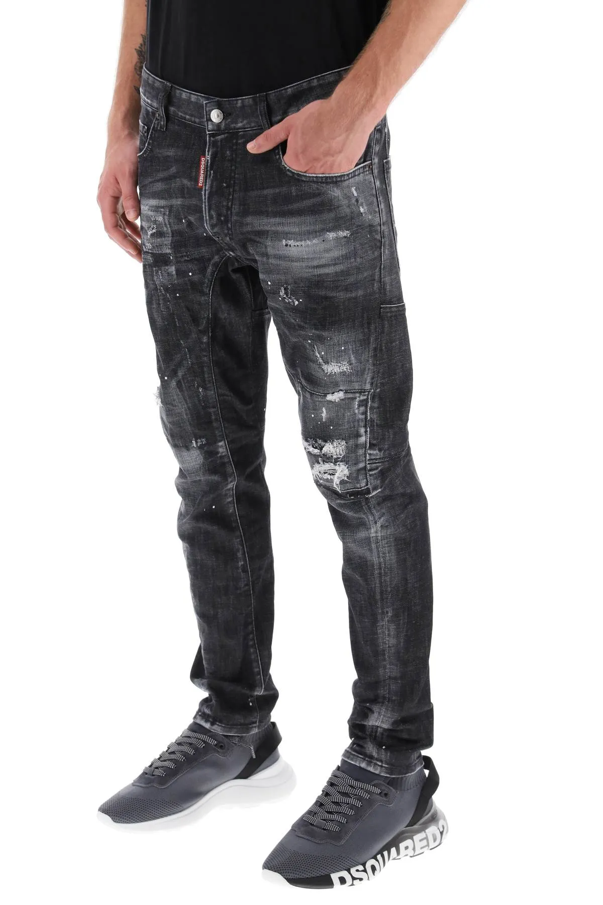 distressed tidy biker jeans