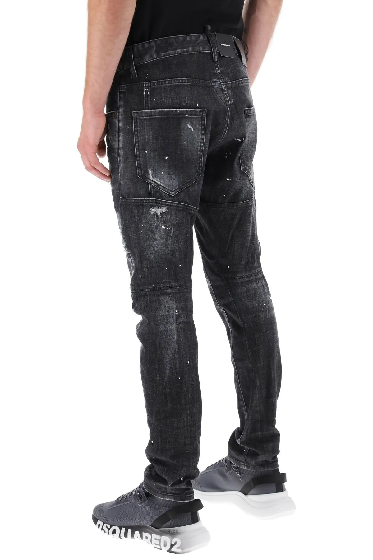 distressed tidy biker jeans