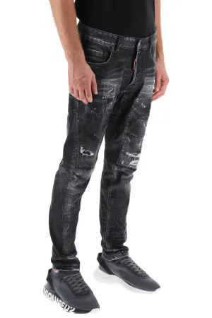 distressed tidy biker jeans