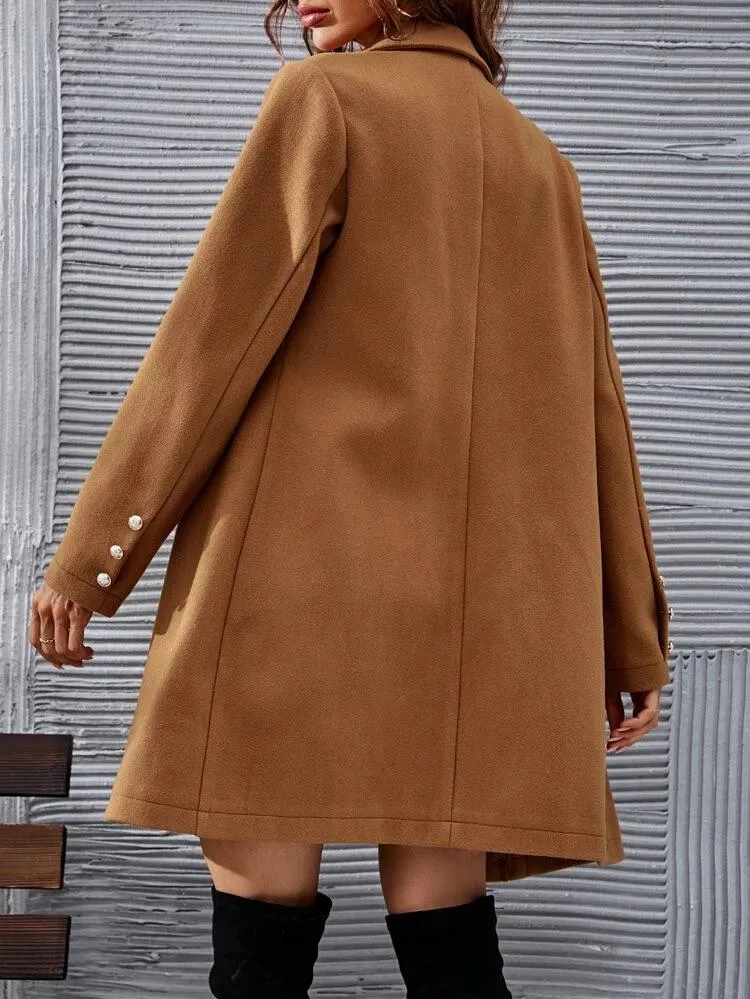 Double Breasted Lapel Collar Overcoat