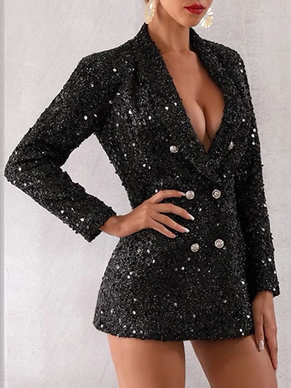 Double-Breasted Sequin Blazer