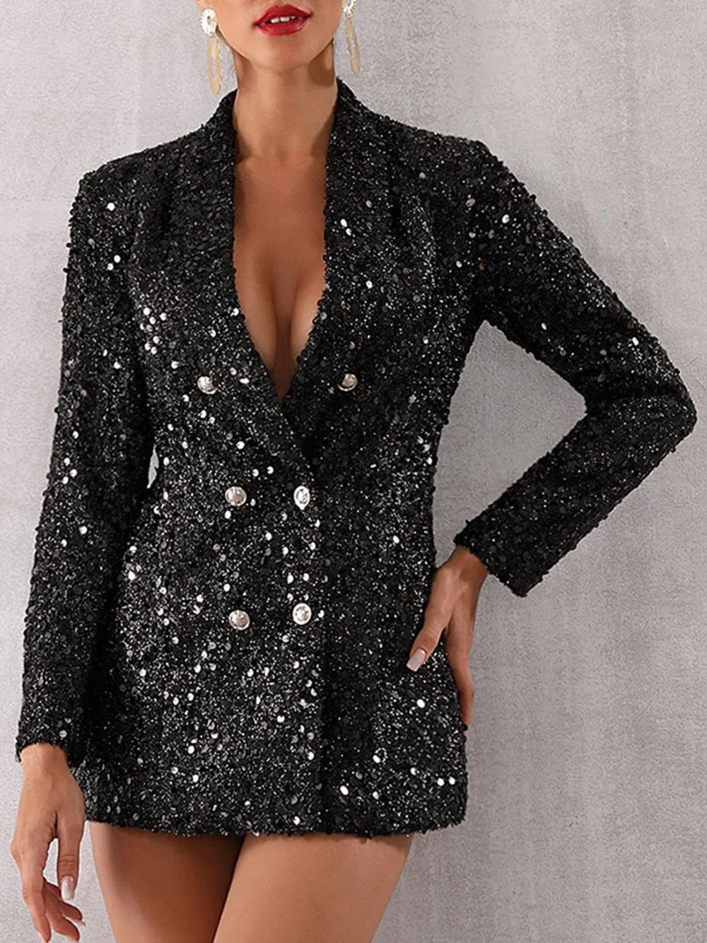 Double-Breasted Sequin Blazer