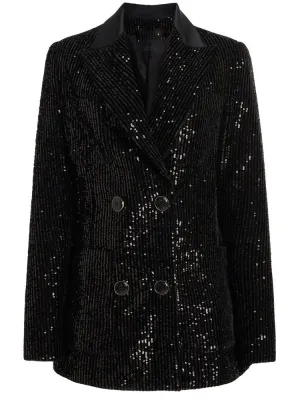 Double Breasted Sequined Velvet Blazer