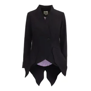 Elegant Blazer With Curved Hem Black