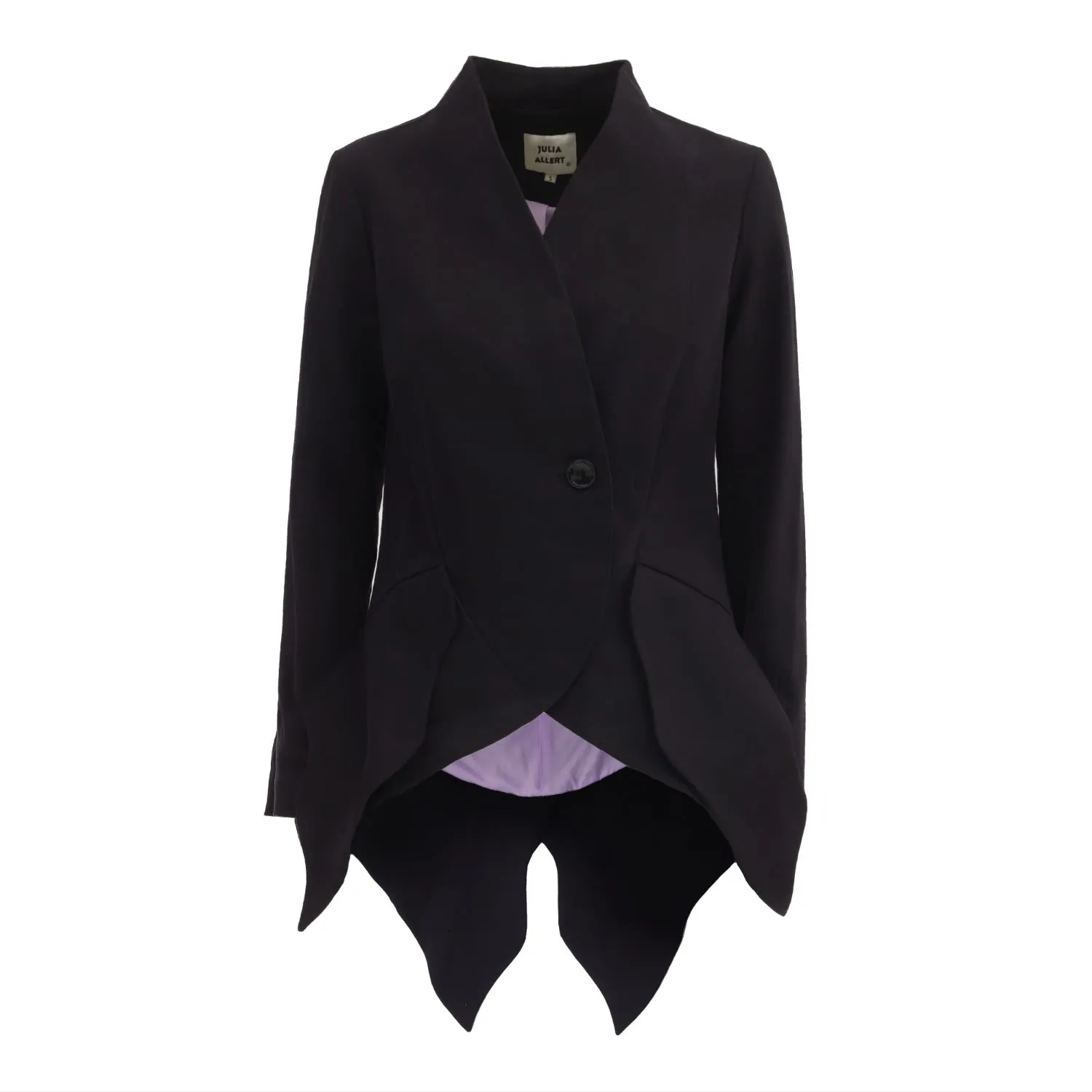 Elegant Blazer With Curved Hem Black