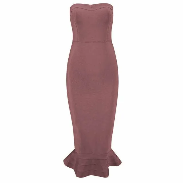 Elegant  Strapless Slashneck Sleeveless Mermaid Women Long Dress
