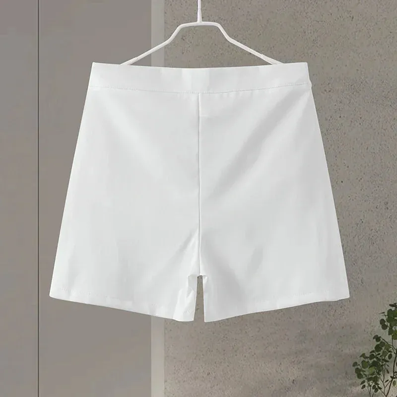 Elegant White Shorts Sets Sleeveless Single Breasted Top High Waist Shorts