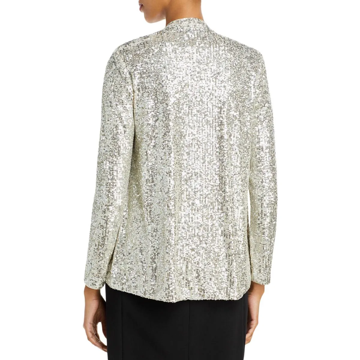 Eliza J Womens Sequined Open Front Collarless Blazer