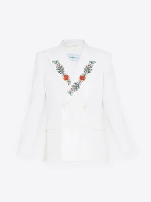 Embroidered Lapel Double-Breasted Jacket