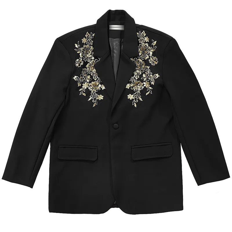 Embroidered Sequined Casual Blazer