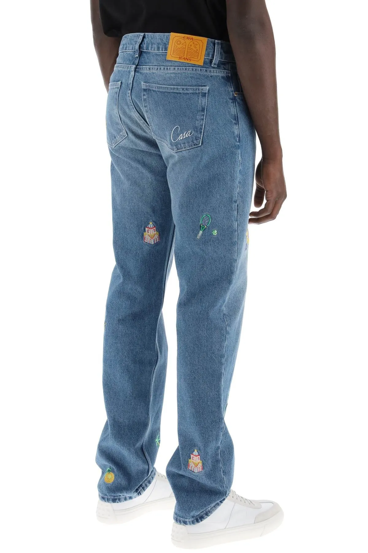 embroidered straight jeans