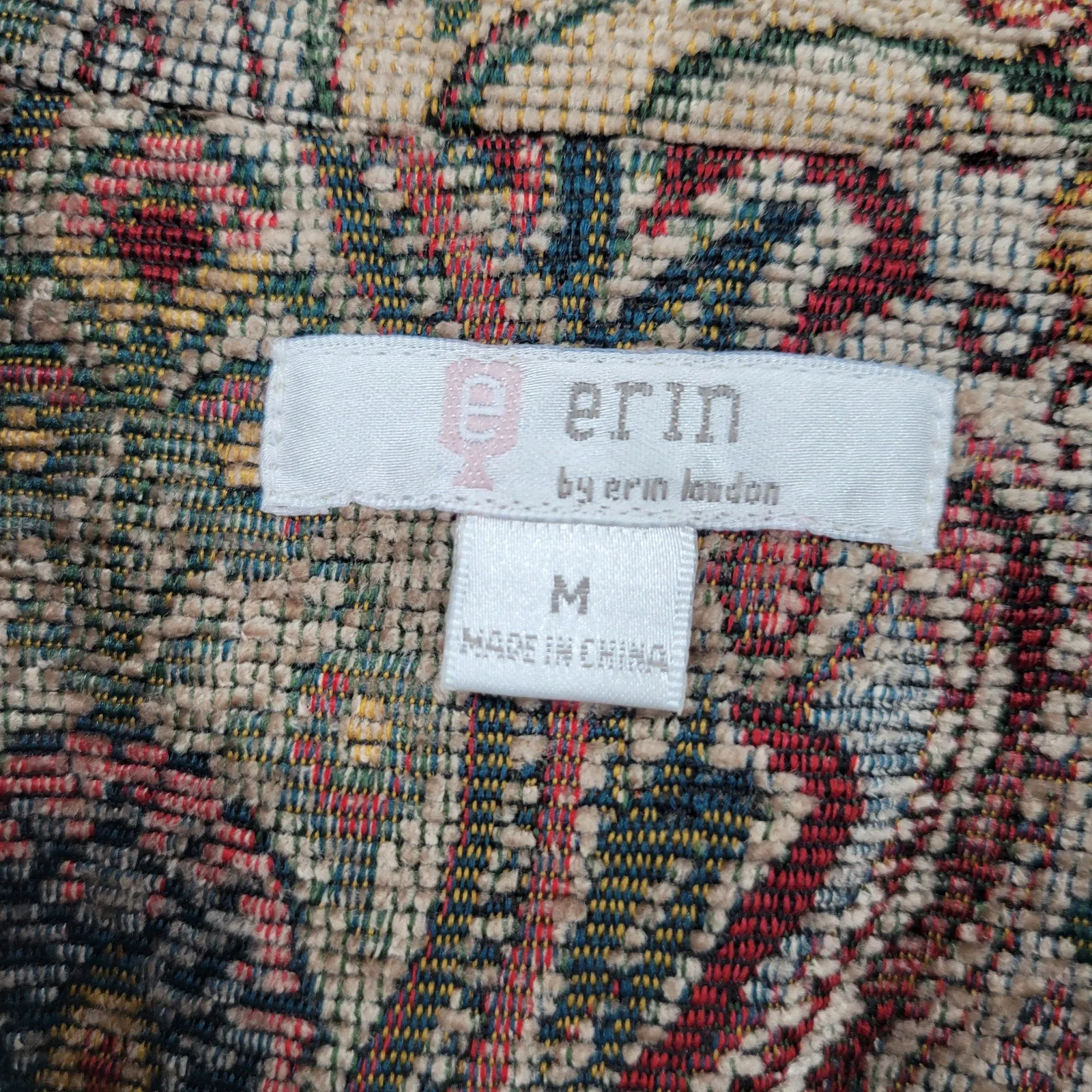 Erin London Womens Sz M Tapestry Style Blazer Paisley Print Beige Earthtone