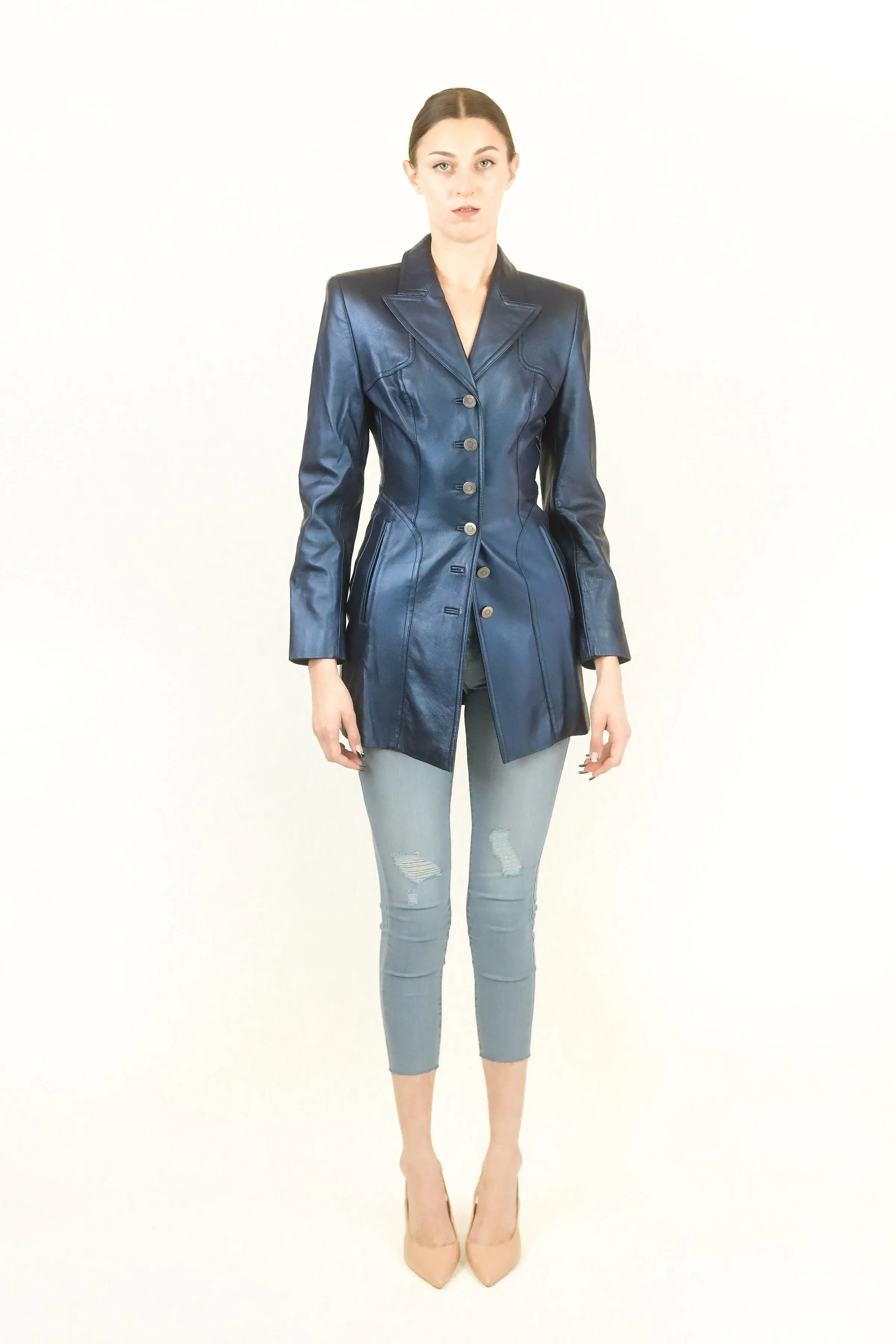 Escada Metallic Blue Blazer