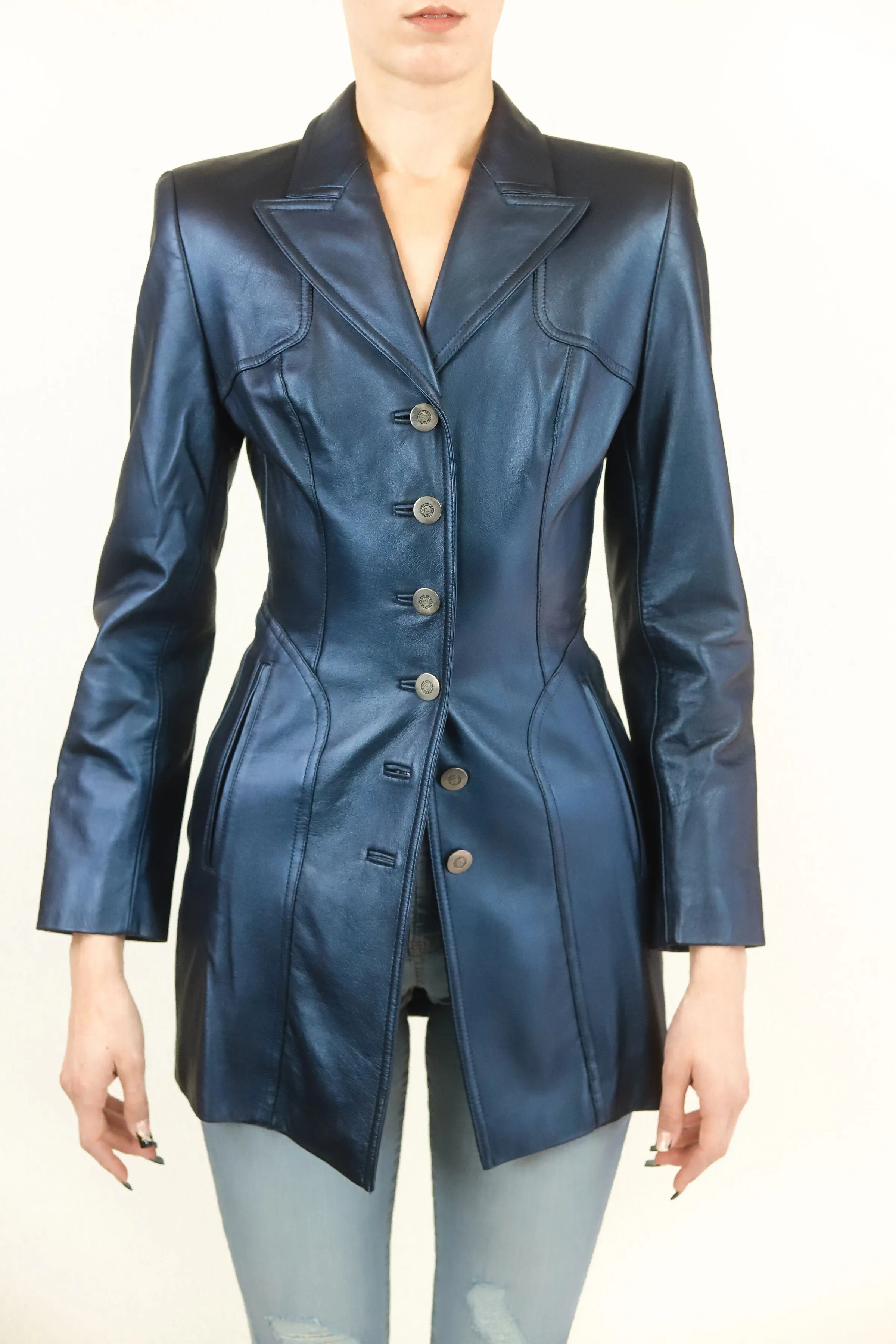 Escada Metallic Blue Blazer