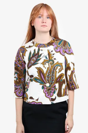 Etro White/Multicolor Printed Blazer size 38 'As Is'