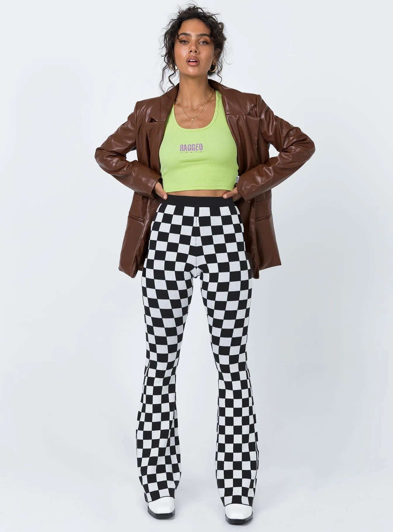Fashionkova Morrison Faux Leather Blazer Brown