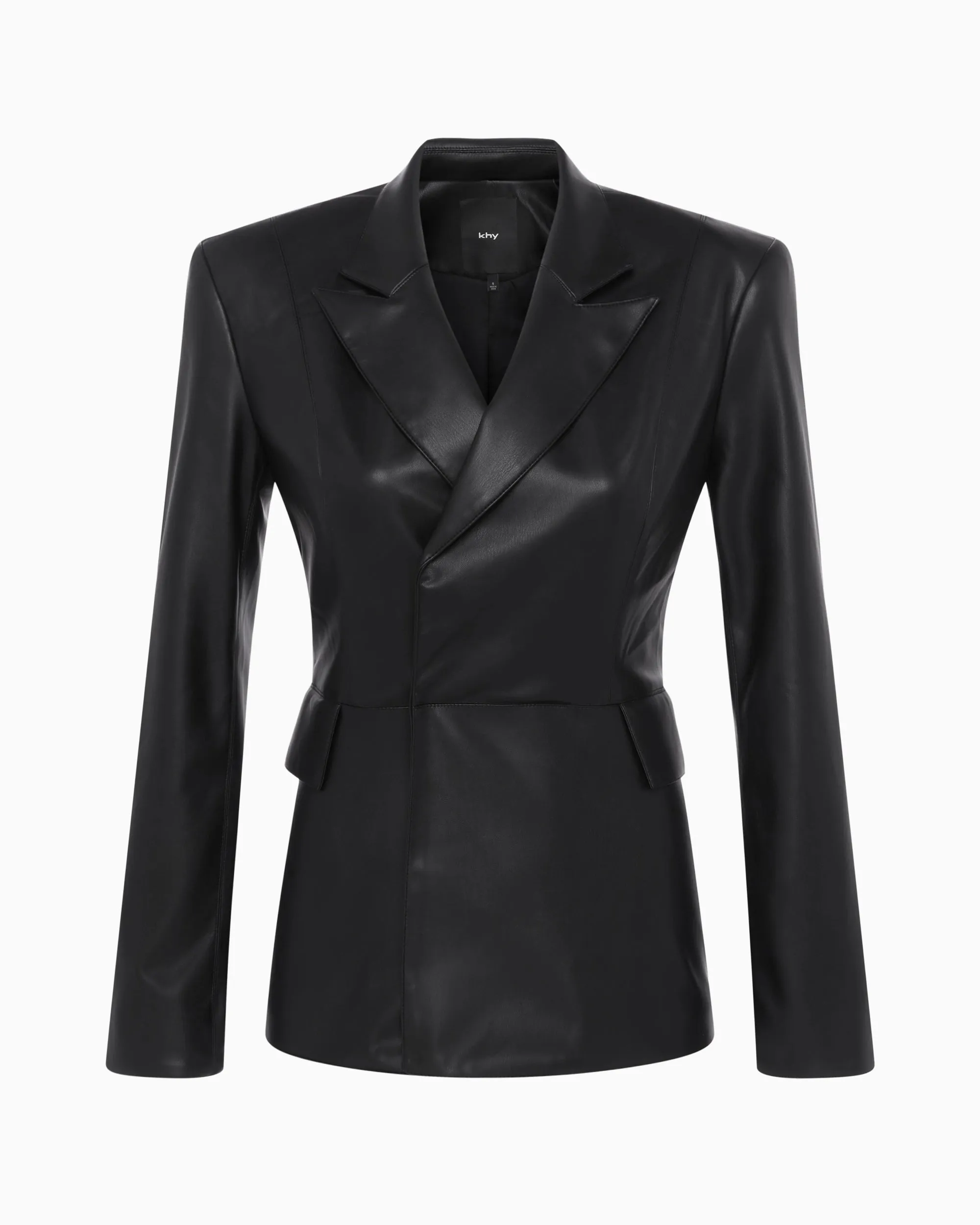 Faux Leather Blazer | Black
