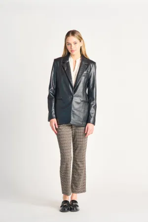 Faux Leather Blazer in Black