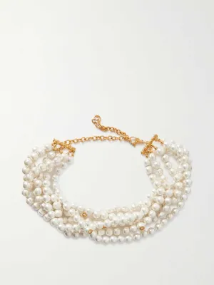 Faux pearl choker