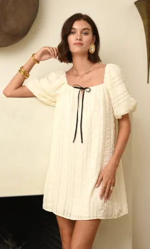 Felina Puff Slv. Mini Dress-Cream
