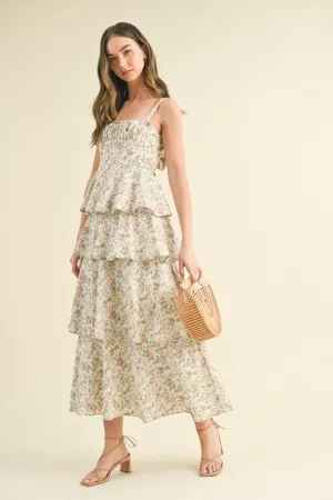 Fiona Tiered Floral Open Back Maxi Dress