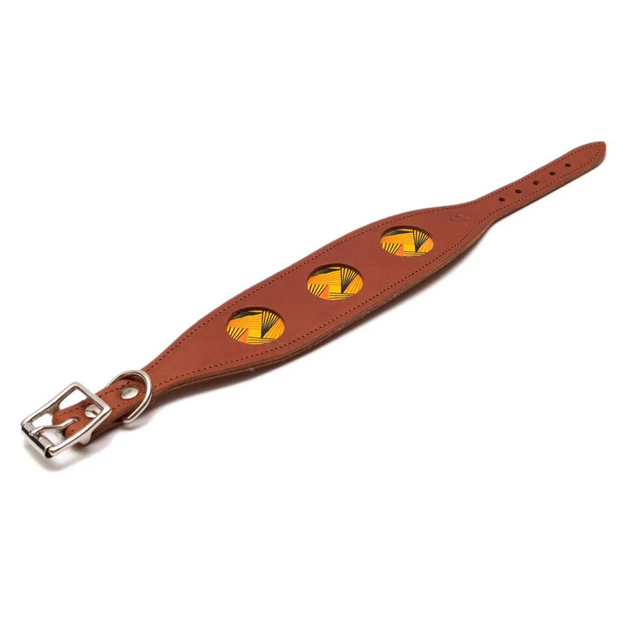Fireworks Hound Collar - Multicolor Leather & Fabric | Bold & Comfortable for Sighthounds