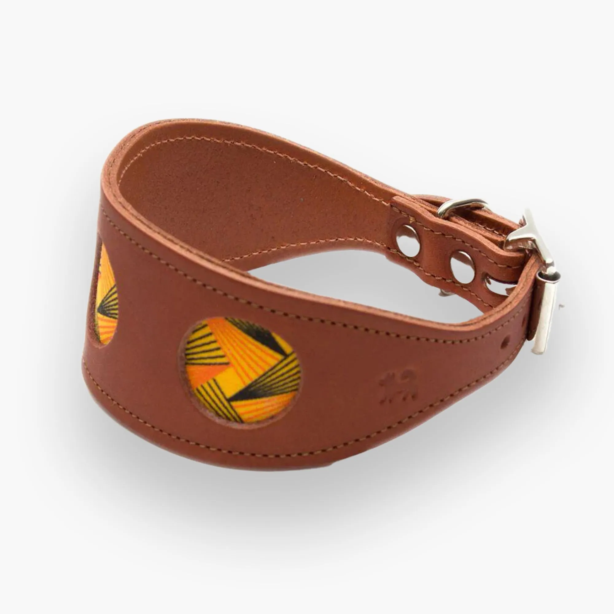 Fireworks Hound Collar - Multicolor Leather & Fabric | Bold & Comfortable for Sighthounds