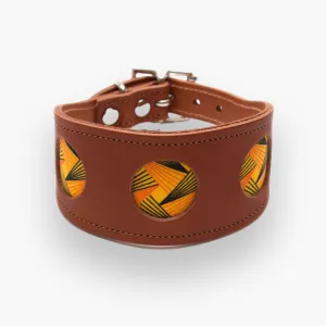 Fireworks Hound Collar - Multicolor Leather & Fabric | Bold & Comfortable for Sighthounds