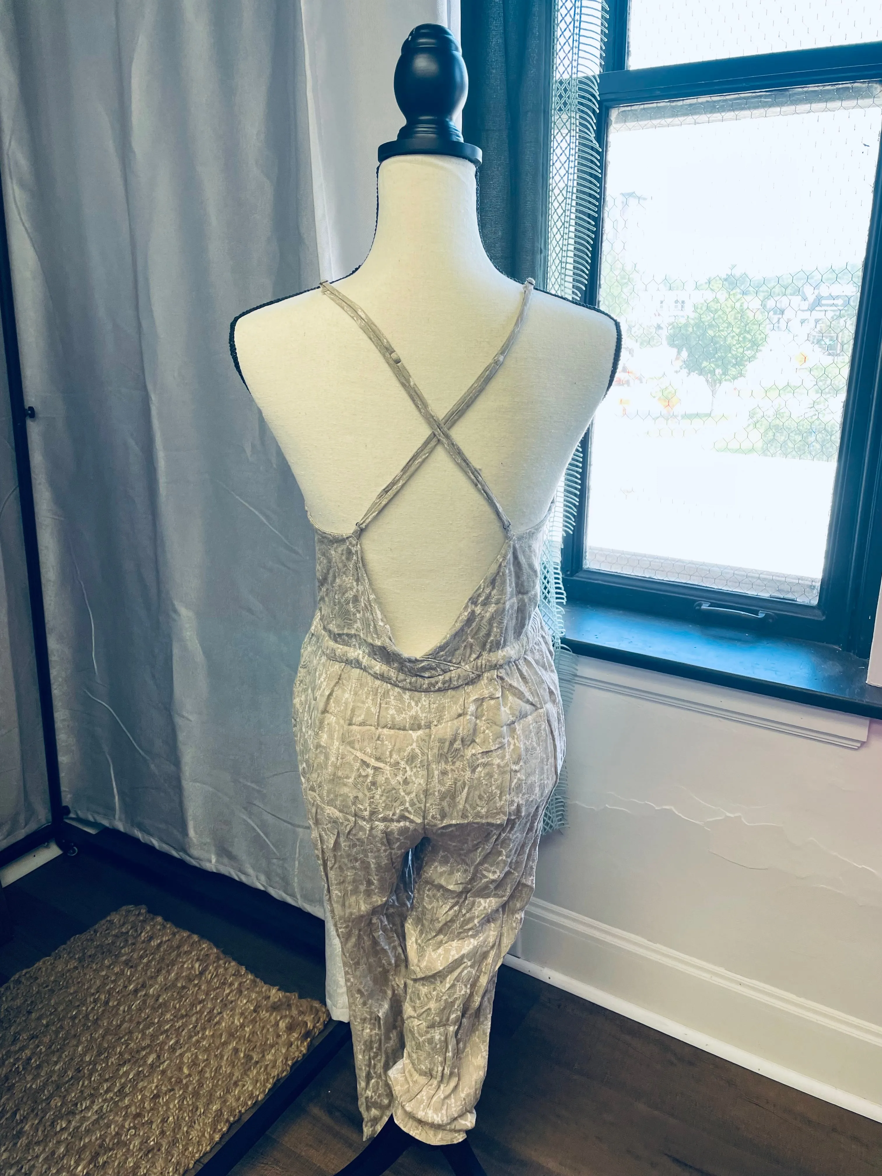 Free People Neutral Rayon Jumpsuit (S)