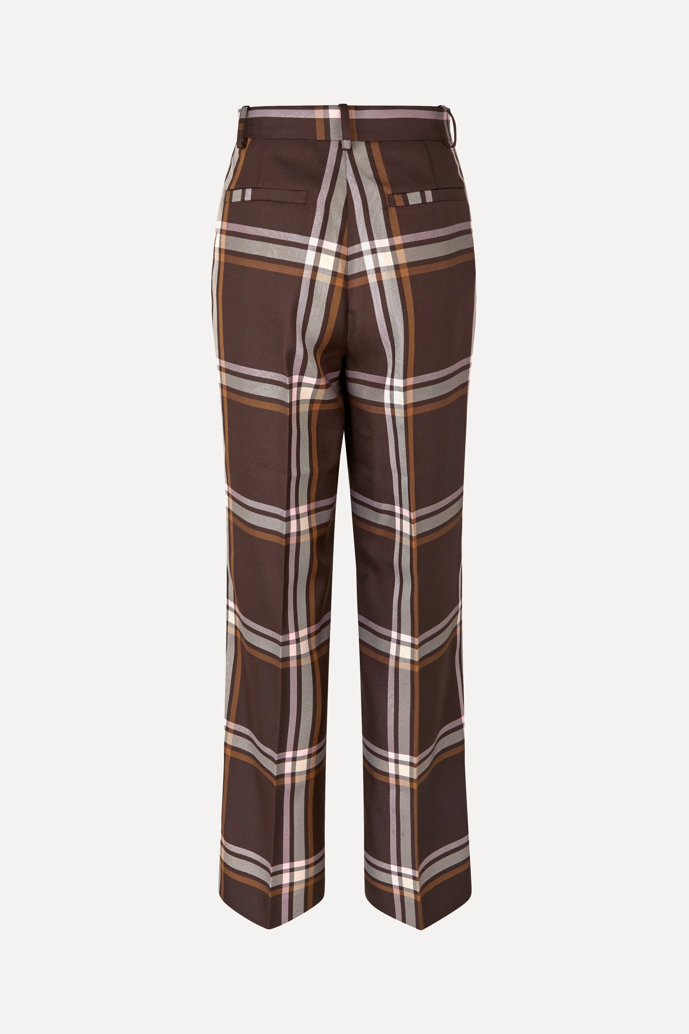 Front Pleat Long Straight Pants - Weaved Checks