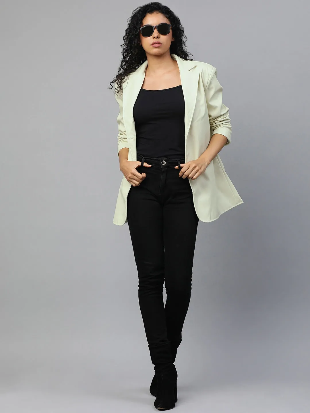Genuine Leather Oversized Blazer For Women | QAWACH